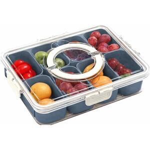 Snackle Box Container 8 Compartment Portable Travel Snack Organizer Lid BPA Free